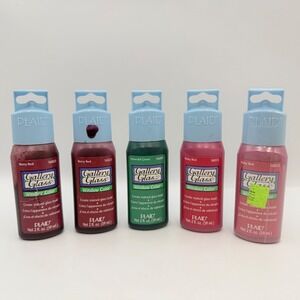 Plaid Gallery Glass Window Color Paint Lot 5 Bottles Berry Red Emerald Ruby 2oz